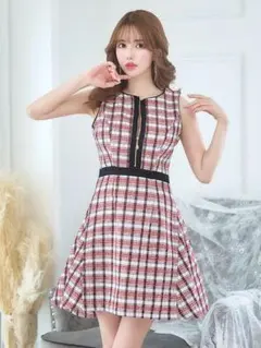 【ほぼ新品】チェック柄ノースリーブドレス Mサイズ