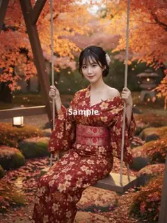 【現品限り！】【AI作成写真L判サイズ】理想の彼女 浴衣紅葉