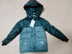 ダークグレー ×ブラックフード付き中綿コート 120