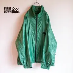 90s 古着 ファーストダウン ビッグサイズ 刺繍ロゴ ナイロンジャケット