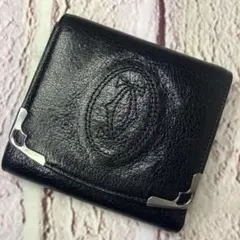 値下げ！Cartier ブラックレザー 三つ折り財布 Cartier カルティエ CARTIER 三つ折り財布 レザー ブラック