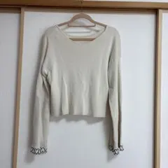 natural couture 長袖カットソー ハート柄刺繍 アイボリー F