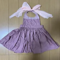 MARLMARLリボン付き薄紫色エプロン 80-90cm