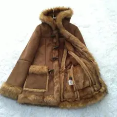 美品EGOISTエゴイスト ファーフード付きムートンダッフルコート1キャメル