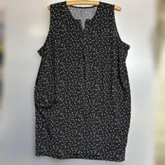 ノースリーブチュニック LL水玉模様　 黒X白