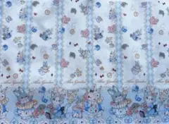 はぎれ　ドール服生地　ロリータ　60ローン　不思議の国のねことうさぎ