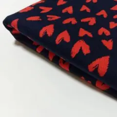 ランダムハート♡　③濃紺　コットンのジャガードニット生地です　即日発送