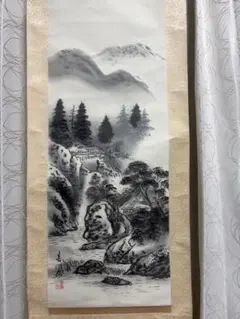山水画 2枚 中国 墨絵 書画 骨董品 - メルカリ