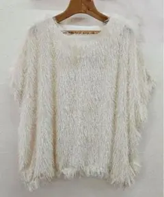 新品 未使用 シャギー素材 ベスト 半袖 フレンチスリーブ ゆったり