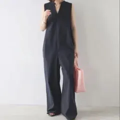 美品】エイミーロウ バックロゴテープオールインワン ネイビー◇8100