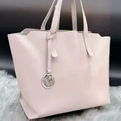美品 FURLA フルラ サリーS トートバッグ レディース ロゴチャーム 桃色