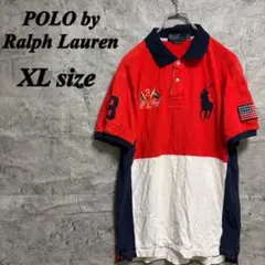 ポロバイラルフローレン　刺繍　ワッペン　90s ポニー　古着　XL