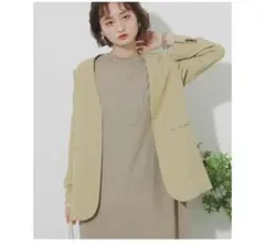 SENSE OF PLACE ノーカラージャケット M ベージュ