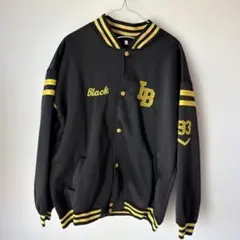 スタジャン風　柔らか素材　黒/黄 LB刺繍