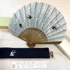 かまわぬ [未使用］万月扇子セット 柳にツバメ