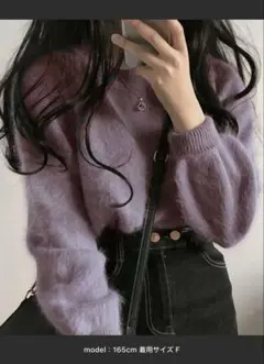 シャギークルーネックプルオーバー パープル