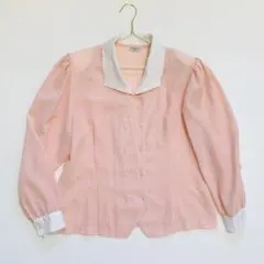 レトロ ブラウス ピンク チェック 古着 vintage ヴィンテージ 日本製