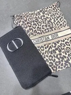 ディオール CHRISTIAN DIOR メッシュポーチ レオパード柄