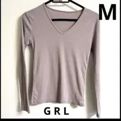 GRL 薄紫 Vネック長袖Tシャツ