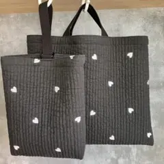 15 ハンドメイドレッスンバック シューズ袋 ヌビ イブル ハート ブラック