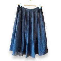 スカート　グレー　タグなし　ドット　M 膝丈　オフィス　フレア　シンプル