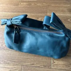 ランバン❤️ダークグリーン レザー ショルダーバッグ美品