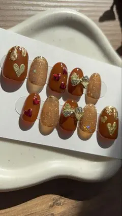 ブラウンゴールド ネイルチップ 10個セット