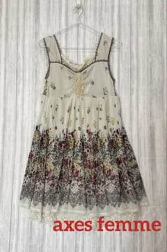axes femme アクシーズノースリーブ 花柄 フリル チュニックMサイズ