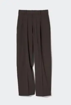ユニクロ　タックワイドパンツ　ダークブラウン UNIQLO DARK BROWN