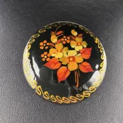 ブローチ ジョストボ塗り サークル ロシア 伝統工芸 花柄 ボタニカル 3のサムネイル