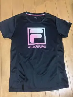 美品　FILA 半袖 Tシャツ ブラック ピンクロゴ Mサイズ