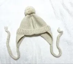 美品！　ニットフライトキャップ　ホワイト　アイボリー