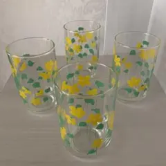 昭和レトロ　東洋ガラスコップ　花柄　　　　4個セット