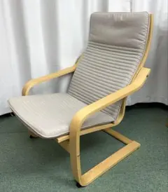 IKEA POANG 1人掛けソファ オットマン付き 木製フレーム オレンジ