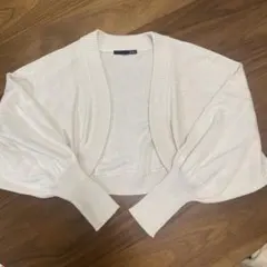 Heather アイボリー バルーンスリーブ カーディガン