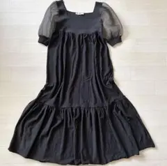 ZARA ❣️シアーパフスリーブ　ロングワンピース ティアード フレアスカート