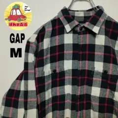usa古着 GAP ネルシャツ　Ｍ ブラック ホワイト レッド　チェック