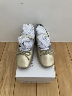 ゴールド バレエシューズ リボン付き