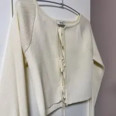 earth music&ecology フロントリボンリブニットカーディガン