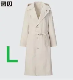 【新品未使用】　uniqlo u フーデッドロングコート　ナチュラル　L