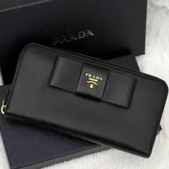 新品未使用・箱保証書付き PRADA 長財布 サフィアーノレザー リボン