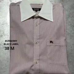 【極美品】バーバリー ブラックレーベル Yシャツ ストライプ ホース刺繍 赤、白