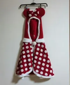 ディズニー ミニーマウス耳付き クリスマスポンチョ　ケープ