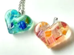 琉球ガラス＆猫ちゃん♫ レジンネックレス3色セット おそろい