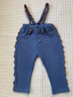 MARKEY'S HOGANオーバーオール90サイズ　ブルー×オレンジステッチ