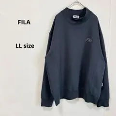 FILA フィラ　モックネックトレーナー　LL ネイビー　ロゴ刺繍　長袖のサムネイル
