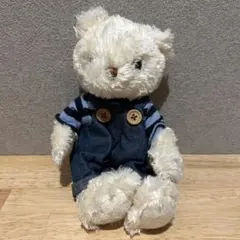 ストライプオーバーオール　ぬいぐるみ　平成レトロ　くま　テディベア　レトロ