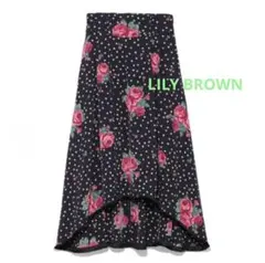 【美品♪】ドットローズ柄フレアスカート リリーブラウン