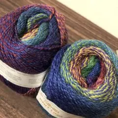 ツートンカラーグラデーションウールヤーン2玉カラフルブルーパープル系