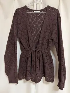 エヘカソポ ehka sopo 透かし編みリボンカーディガン 長袖